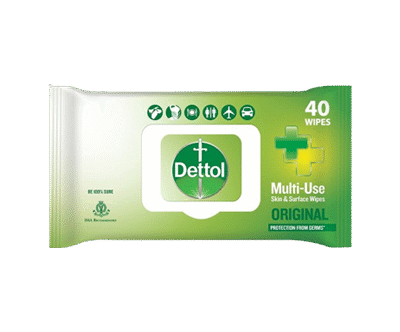 Dettol Germ Protection Wet Wipes for Skin & Surfaces, Original - 40 Count