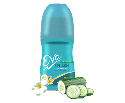 Eva Splash Underarm Roll on Deodorant | With Tahiti Monoi Oil and Cucumber Extracts | Alcohol and Aluminium Free